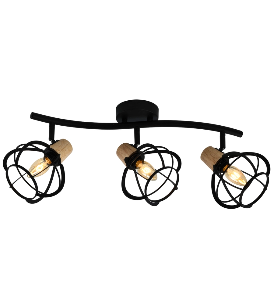 LAMPADARIO "GINGER" 3 LUCI METALLO NERO, E14
